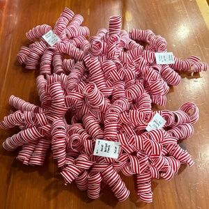 Ticking strip fabric stick on ribbons lot of 8